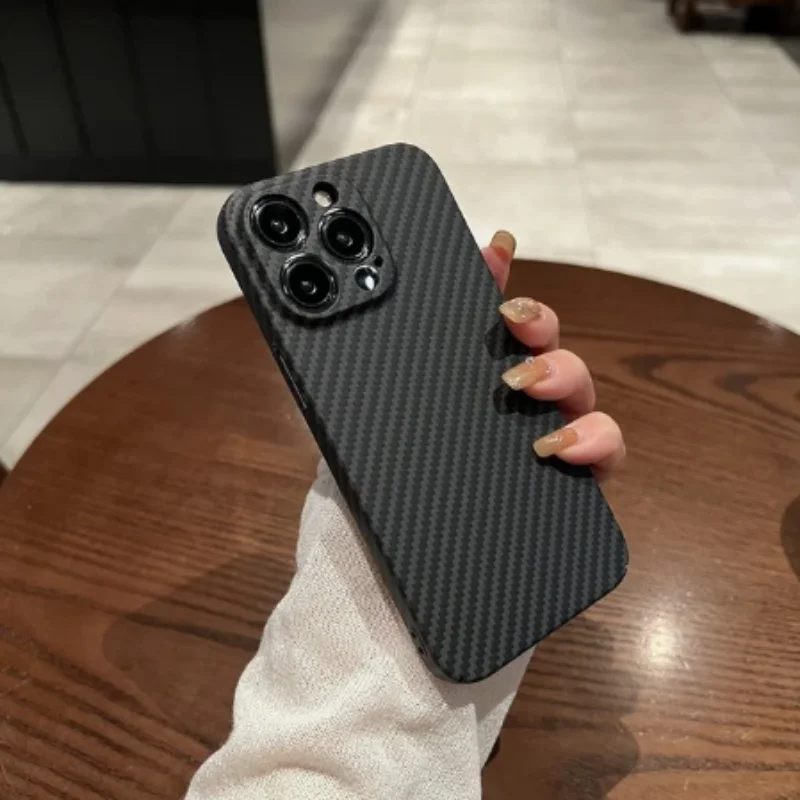 

Чехол для телефона из углеродного волокна для iphone 14 13 12 11 pro max, жесткая задняя крышка для iphone x xs max plus, ультратонкая Защита камеры