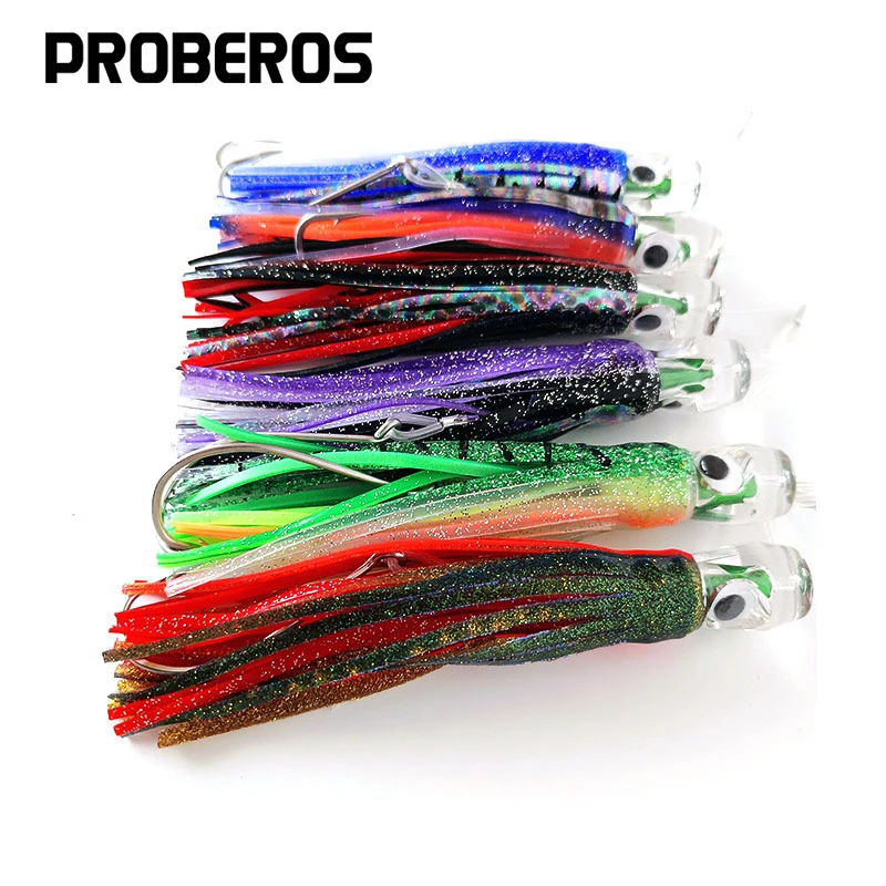 

PROBEROS Trolling Skirt Lure 16cm 47g Fishing Lures for Deep Sea Big Game Marlin Tuna Rigged Bionic Squid Bait Octopus Soft Lure