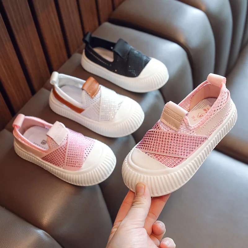 

Children Mesh Casual Shoes Spring Summer New Breathable Boys Girls Rhinestone Sneakers Mesh Lightweight Soft Non-slip Kids Shoes