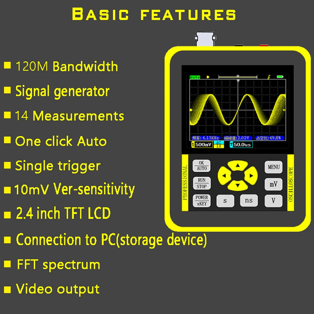 DSO1511G Digital Oscilloscope with 2.4 In Color Screen 120M Bandwidth