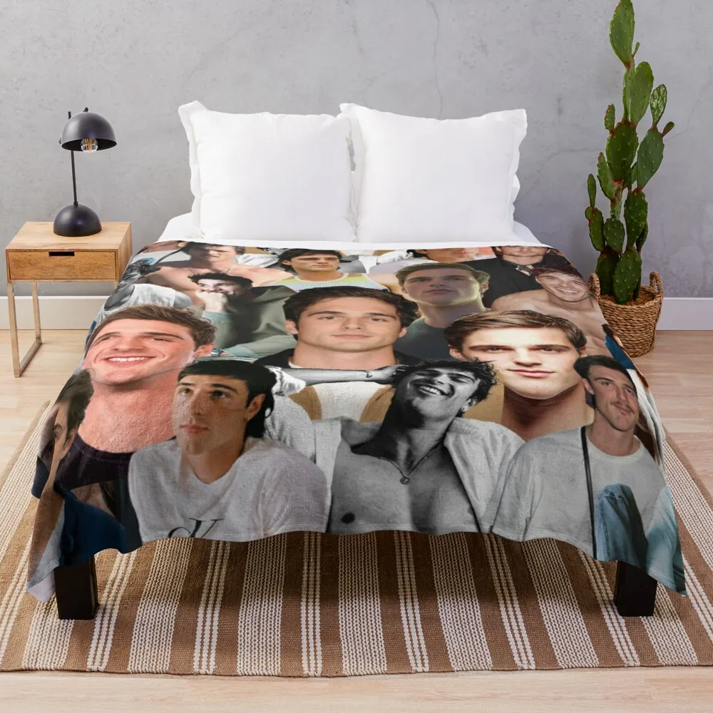 

Jacob Elordi photo Collage Throw Blanket Sofa Blanket Flannel Blanket Double Plush Blanket