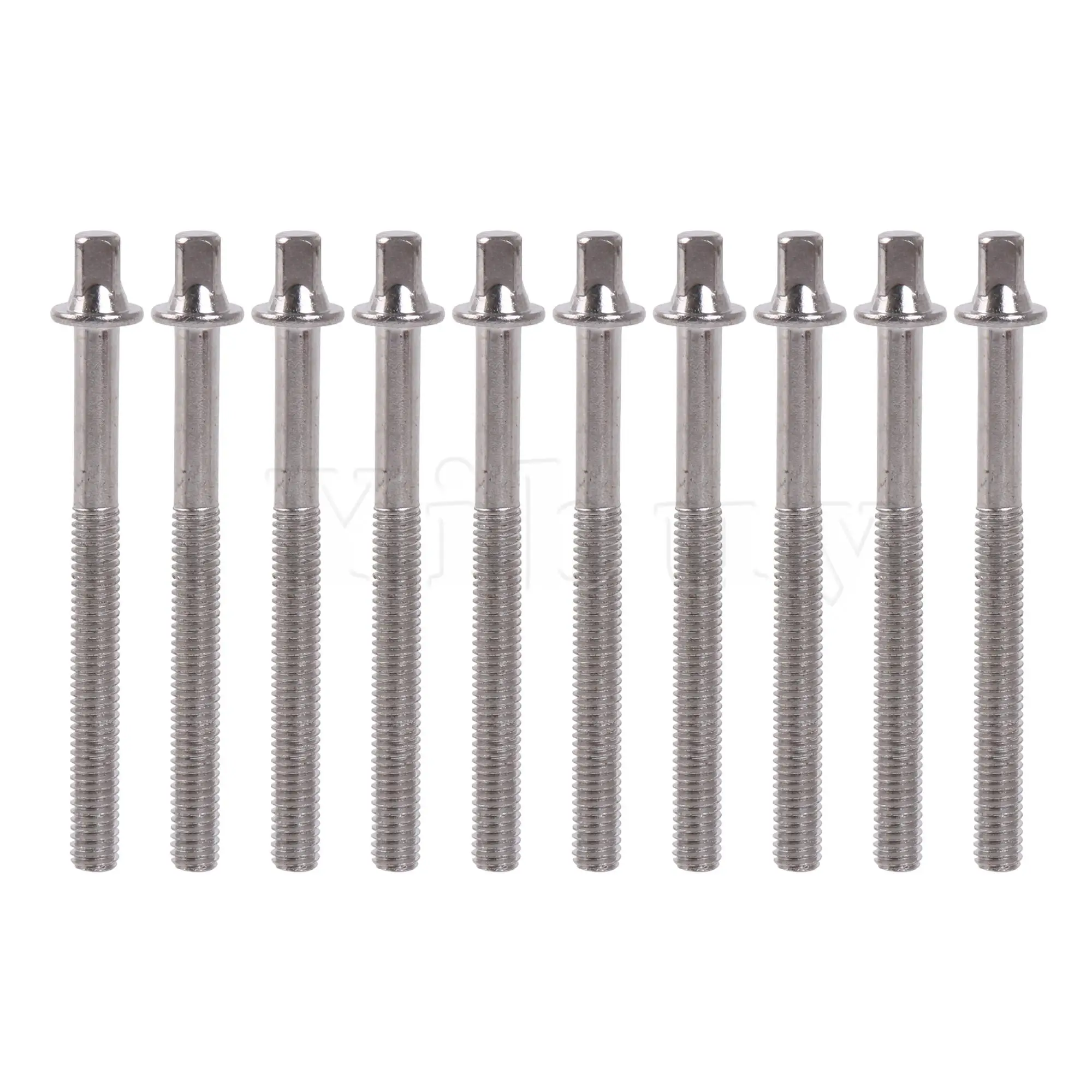 

Yibuy 10x Drum Tension Rods Drum Screw Silver Metal Drum Accessory M6x64mm