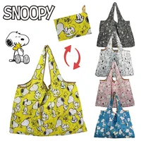 Snoopy Thick Large Tote ECO Reusable Portable Cartoon Shoulder Women's Handbags Waterproof Folding Pouch Shopping Bag Foldable 1