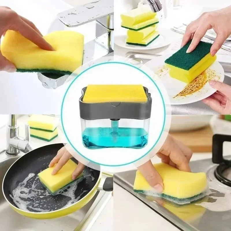 Soap Dispenser 2 In 1 Dishwashing Sponge Holder Kitchen Sink Dish Washing Soap Pump Dispenser Sponge диспенсер для мыла