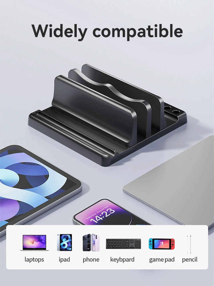 Space-Saving Vertical Laptop Stand with Adjustable Width