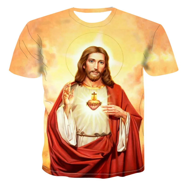 

Summer Man Clothing Casual Harajuku Short Sleeve Tee Shirts Religion Christ God Myth Cartoon Jesus 3D Printed Tops Men T-Shirt