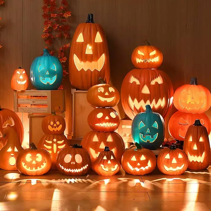 

Glowing pumpkin lamp decorations Halloween supplies scene layout decorations atmosphere props