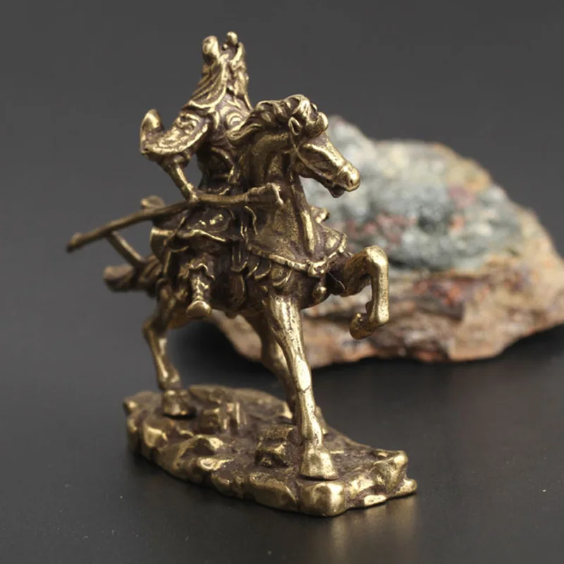 

Chinese Brass Horse Copper Decoration Bronze Statue God Of Wealth Guan Gong Statue Home Office Table Desk Ornament Decor