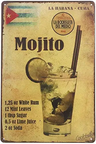 

Классический коктейль TOPYUN La Habana с Кубы, ретро металлический жестяной знак Mojito, табличка для бара, паба, подставка 12X8, металлический жестяной знак
