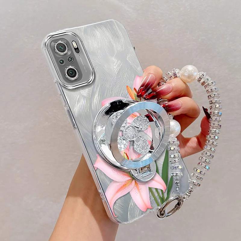 Pink Flowers Phone Case Set with Lanyard & Stand - 3 Piece Collection