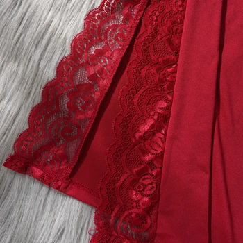 Women's Satin Sexy Nightgown Faux Silk Nightwear Spaghetti Straps Nighties Dress Solid V Neck Sleepwear Sleeveless Night Dress 5