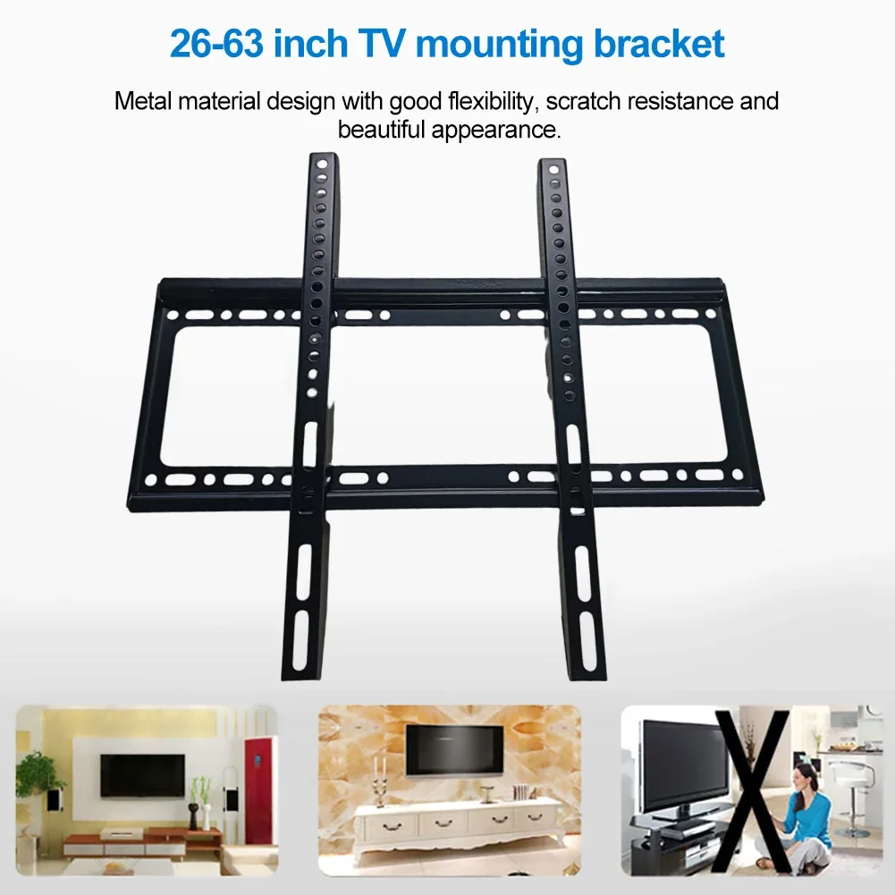 가정용 TV 지지대 마운트, 레벨 낮은 프로파일 평면 TV 벽 마운트, 조정 가능한 TV 장착 랙, LCD LED 스크린용, 26-63 인치
