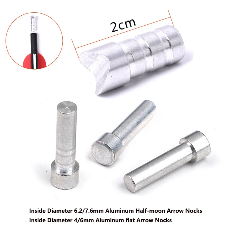 12pcs Aluminum Half-moon flat Arrow Nocks Internal for Shaft ID 4/6/6.2/7.6mm for Hunting Archery shooting Accessories