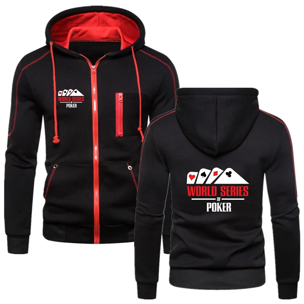 World Series of Poker 2023 Fashion Sweatshirts Men High quality Hoodies Keep Warm Zipper Pullover Solid color all-match Top 4