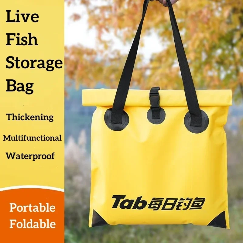PVC Portable Folding Fishing Bag, Large Capacity Handbag, Soft Tackle Bags, Multifunctional, Waterproof, Fishing Gear Storage