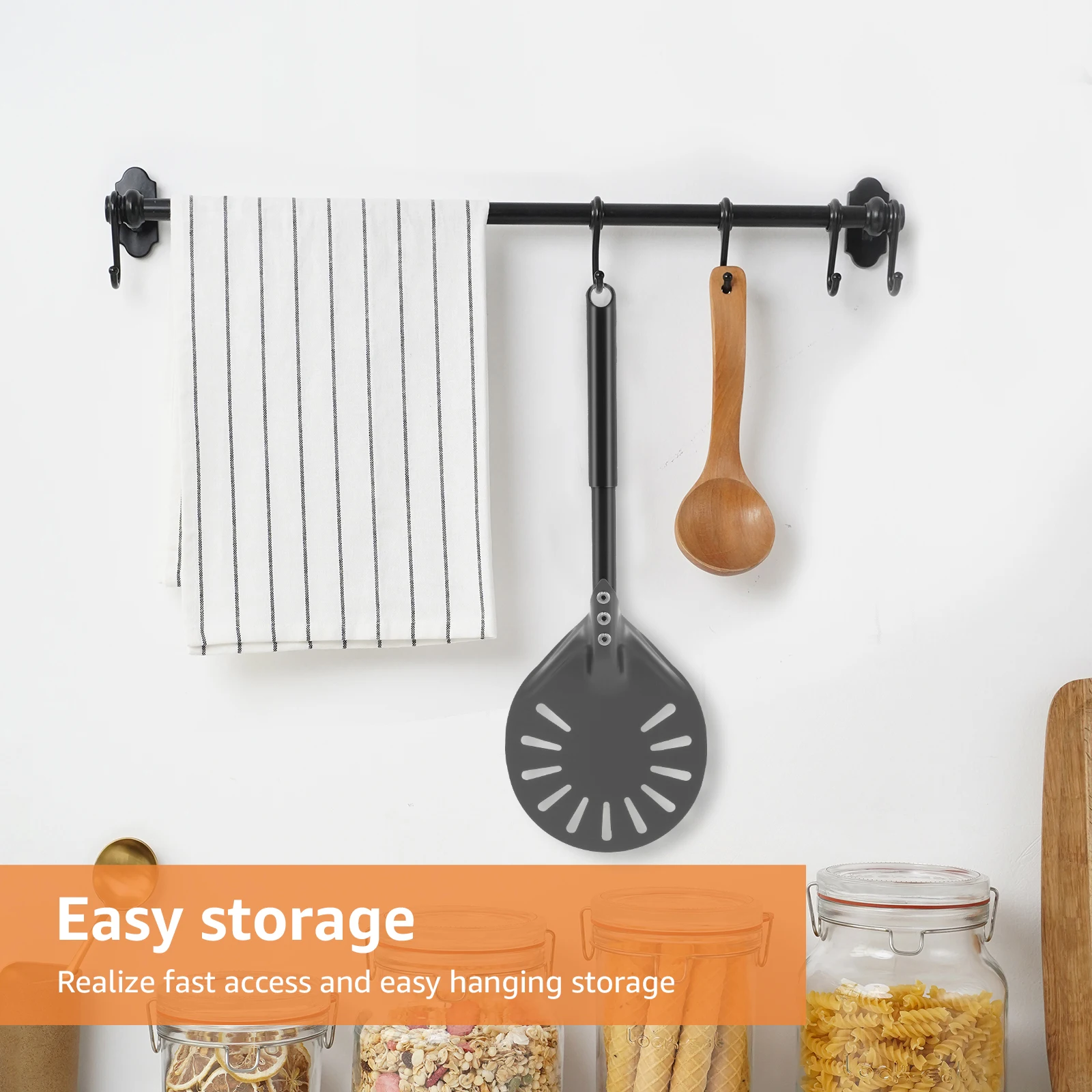 Pizza Turning Peel with Long Handle Aluminum Pizza Peel Spinner Perforated Pizza Turner Spinner Non-Stick Pizza Paddle