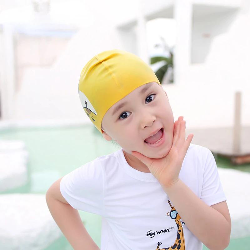 

New Little Monster Children's Cartoon Cute Swimming Hat Silicone Waterproof Ear Protector Sun Protection Children's Swimming Hat