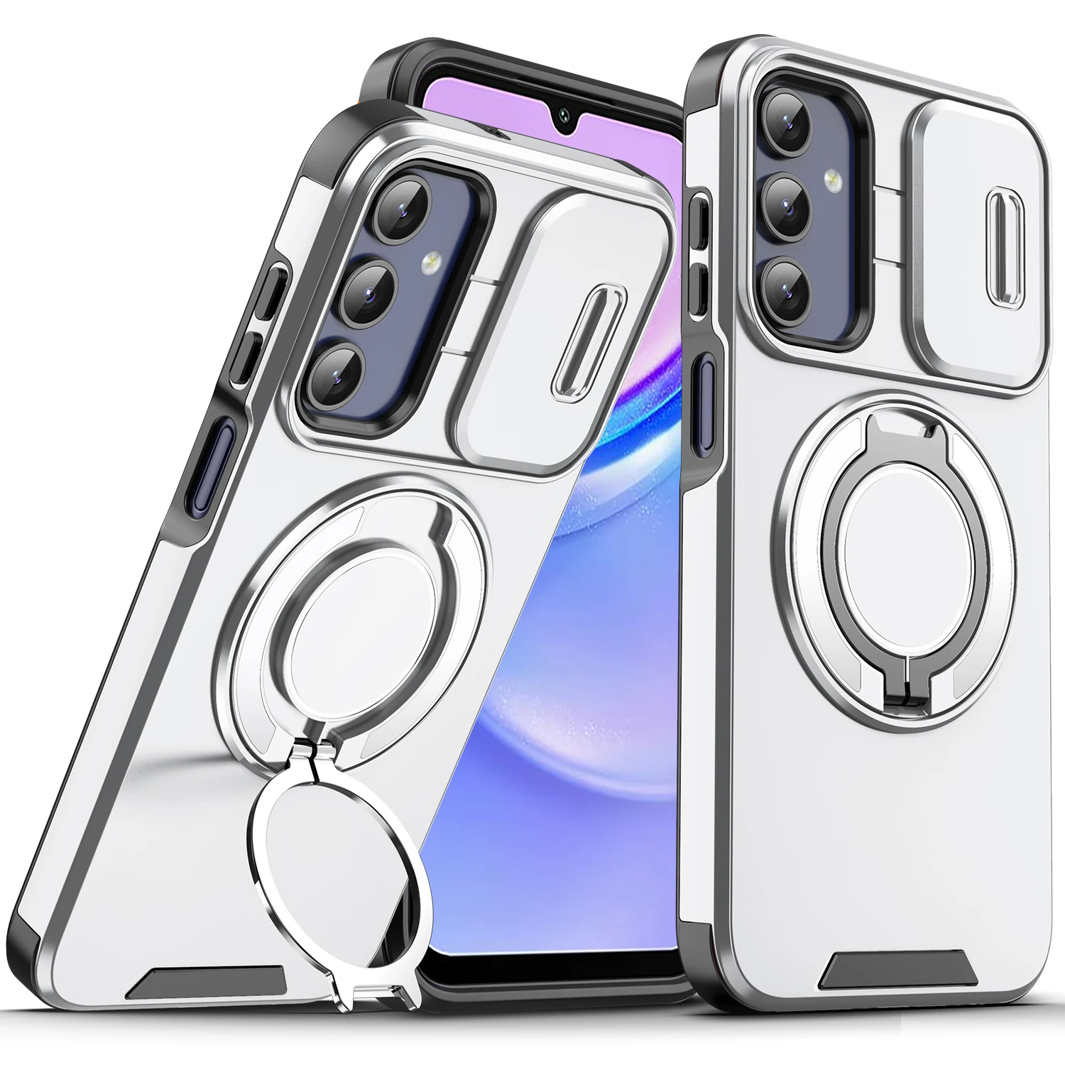Enhanced Armor Case with Ring Holder and Slide Camera Protector Cover
