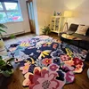 Living Room Flower Design Carpet Bedroom Decor Pastoral Art Designer Handmade Custom Floor Mat Irregular Moss Rug Decoration 2