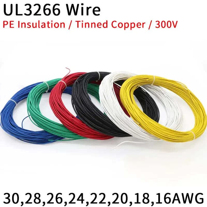 

2/5/10M UL3266 PE Irradiated Wire 30 28 26 24 22 20 18 16 AWG Household Appliances Tinned Copper Low-Smoke Halogen-Free Cable