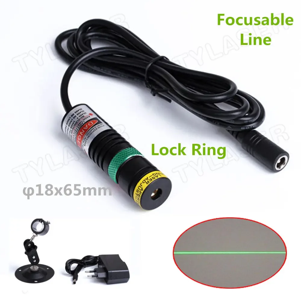 Focusable D18x65mm 520nm 10mw 20mw 30mw 50mw 100mw Green Line Laser Module laser module laser machine spare parts (FREE with EU Adapter ) for Cutting Positioning