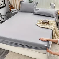 1pc Brushed Fitted Sheet Soft Comfortable Solid Color Light Grey Bedding Fitted Sheet for Bedroom Guest Room Student Dorm Hotel 1