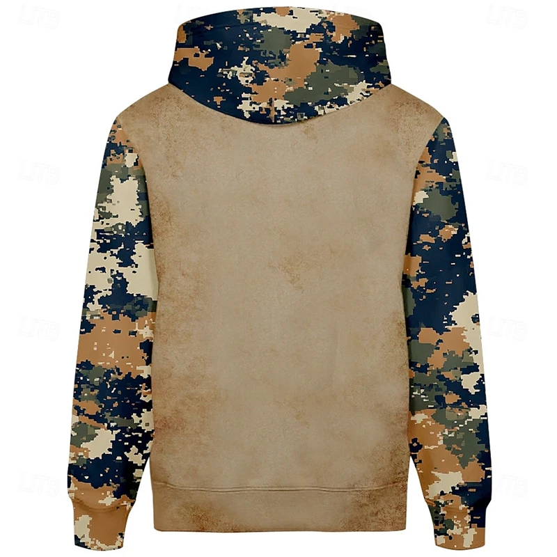 New 3D printed men's hooded sweatshirt, hooded sweatshirt, vintage sweater, deer pattern, stylish, dense forest, streetwear 5