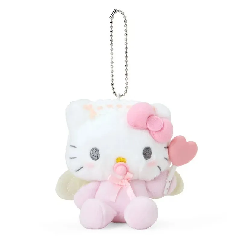 Sanrio Hello Kitty Plush Keychain Kuromi My Melody Anime Cartoon Angels Demons Plush Pendant Stuffed Toys Bag Decoration Gifts 2