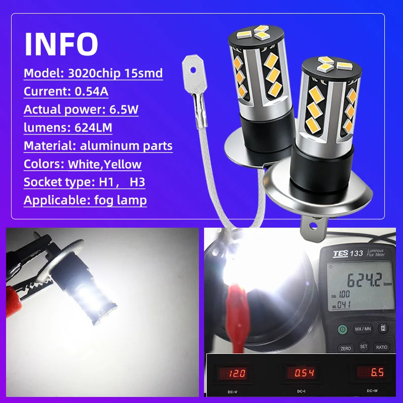 지프 그랜드 체로키 XJ WJ WG MK2 1998 1999 2000 2001 2002 2003 2004 2005용 LED 안개등 전구 2개 (프론트 안개등 LED 전구)