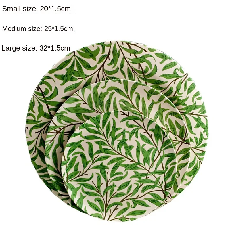 Bamboo Fiber Western Dining Plate Eco-Friendly Steak Pizza Plate Salad Bowls Fruit Snack Candy Tray Degradable Tableware dishes