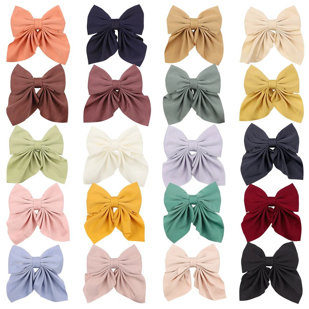 1Piece Big Hair Bow Ties Hair Clips Satin Two Layer Butterfly Bow For Girls Bowknot Hairpin Trendy Hairpin Hair Accessories 1pc hair bows clips girls vintage bowknot side hairpin cute barrettes headdress hair accessories for women hairdressing products