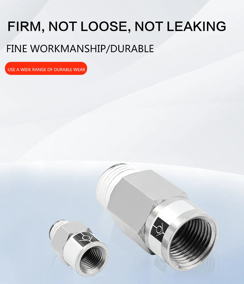1 Stück Rückschlagventilgewinde gerade pneumatisch AKB-01A-01S Gewinde 1/8 Zoll 1/4 Zoll 3/8 Zoll 1/2 Zoll schnell unidirektionaler Gas-Luftröhren-Stecker – Detail 6
