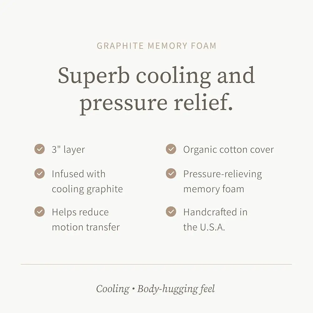 Graphite Memory Foam Mattress Topper 3 Inch Cooling Comfort Pressure Relief Motion Isolation Eco-Friendly CertiPUR-US 3