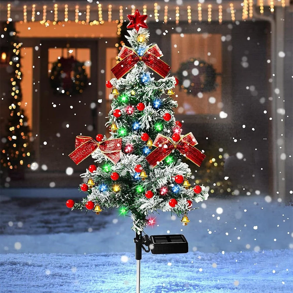 Solar Christmas Tree Lights Outdoors LED Christmas Decor IP65 Waterproof Garden Lawn Landscape Lamps for Patio Porch Pathway