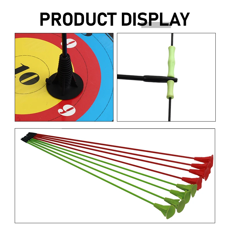 12pcs Suction Cup Suck Arrows Kid Archery Set Shooting Safe Game Bow and Arrow Toy Green Solid Fiberglass Arrow