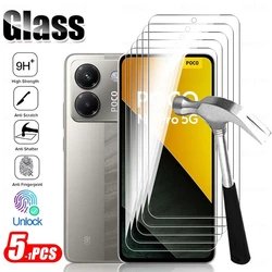 Premium HD Screen Protector - Clear Crystal 9H Glass, Anti-Scratch, Case Friendly, 5-Pack for Poco M7 Pro 5G (Transparent-5Pcs)