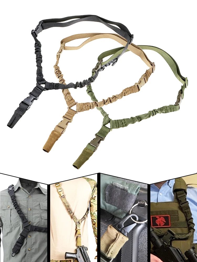 Description Picture 2 of itemTactical Gun Single Point Sling Adjustable Bungee Rifle Shoulder strap length for Airsoft Hunting Accessories Strap M4 with pad