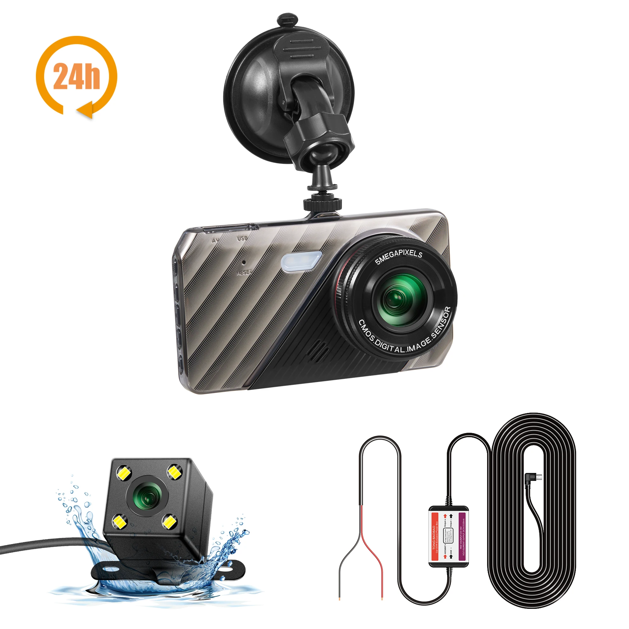 Dash Cam 4 In 24H Car DVR Camera Video Recorder Rear View Dual Lens Black Box HD Cycle Recording Video Mirror Recorder Black Box rear view mirror reverse camera DVR/Dash Cameras