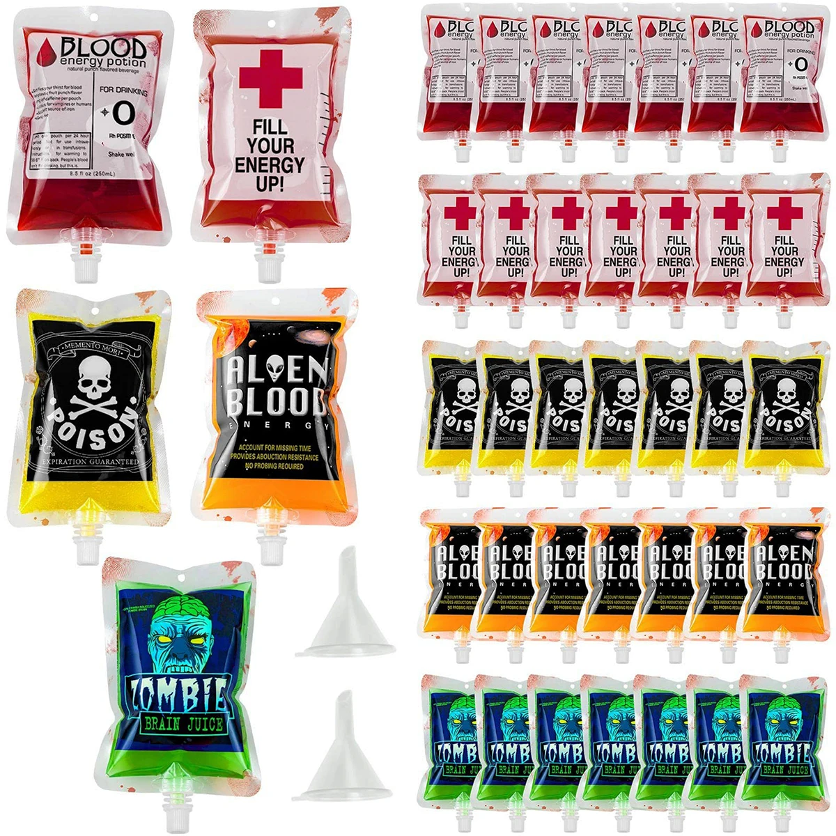 20PackHalloweenFakeBloodBagsCosplayPropsDrinkBagReusable
