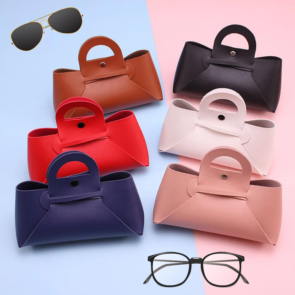 

Cute New Glasses Bag Sunglasses Case Soft Bag PU Leather Handle Bag Kids Glasses Accessories Stylish Portable Solid Fashion
