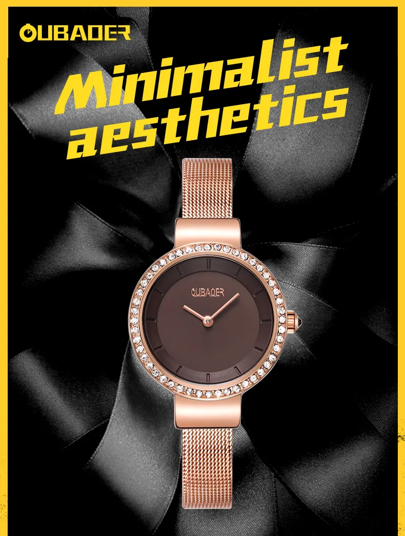 OUBAOER Original Waterproof Women Quartz Watch Fashion Ultra-Thin Mesh Watch For Women Top Brand Luxury Chronograph Montre Femme