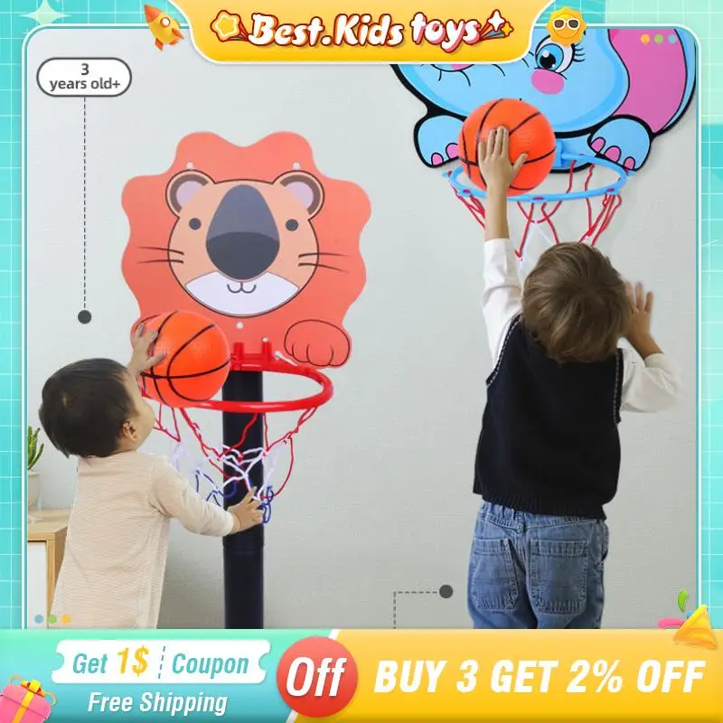 Cartoon Mini Basketball Hoop Kids Sports Toys Montessori Foldable Wall Type Basketball Backboard Throw Outdoor Indoor Child Game 1 set kids sucker sticky ball toy catch ball game set throw and catch parent child interactive outdoor sports toys