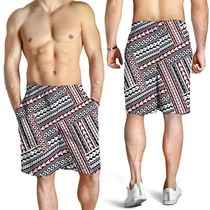 New Men's Summer Shorts Loose Fashion Shorts 3D Printing Casual Maori Ethnic Pattern Harajuku Trunks Sports Quick Drying Shorts 4