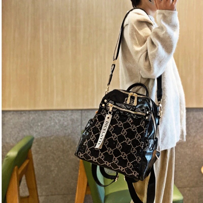 Real Leather Women\'s Backpack Shoulder Bags for Women Fancy Frills Female Back Pack  Sac à dos Cute Women Mochilas Para Mujer
