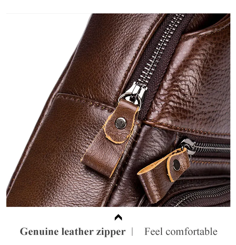 SCHLATUM Echte Leder-Brusttasche für Herren, modische Reisetasche mit Reißverschlussfach, multifunktionale Umhängetasche. – Detail 11