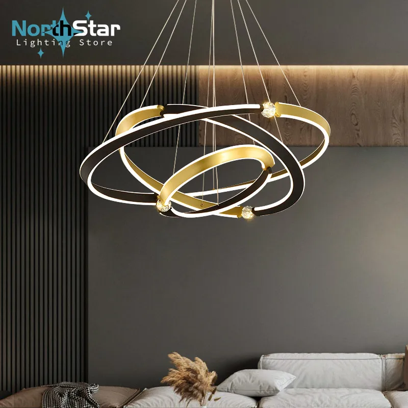 

Modern Suspension Chandelier For Home Living Room Decorations Black/ Gold Design Led Lamps For The Kitchen Light Fixture