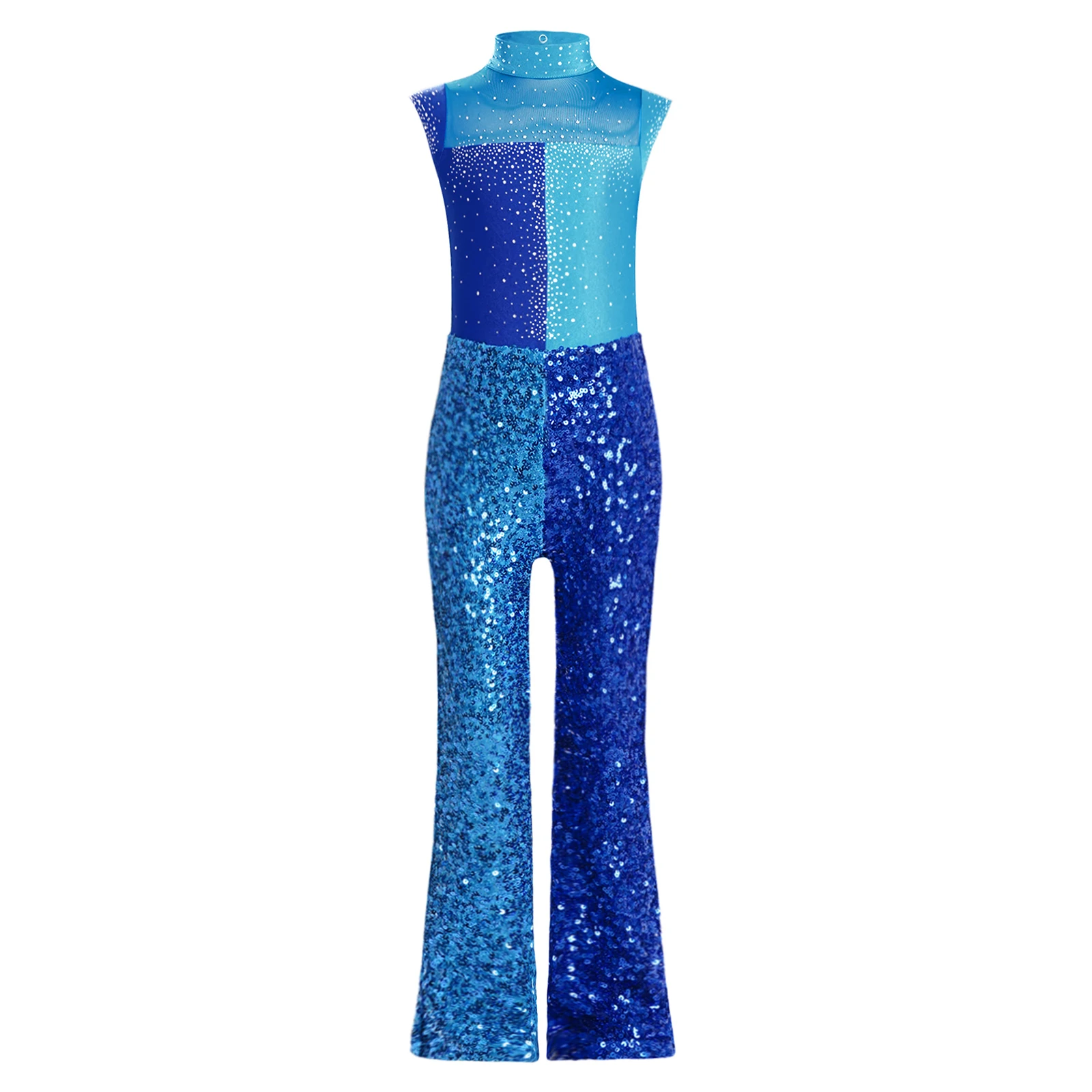 Kids Girls Glittery Sequins Jazz Dance Bodysuit Sleeveless Color