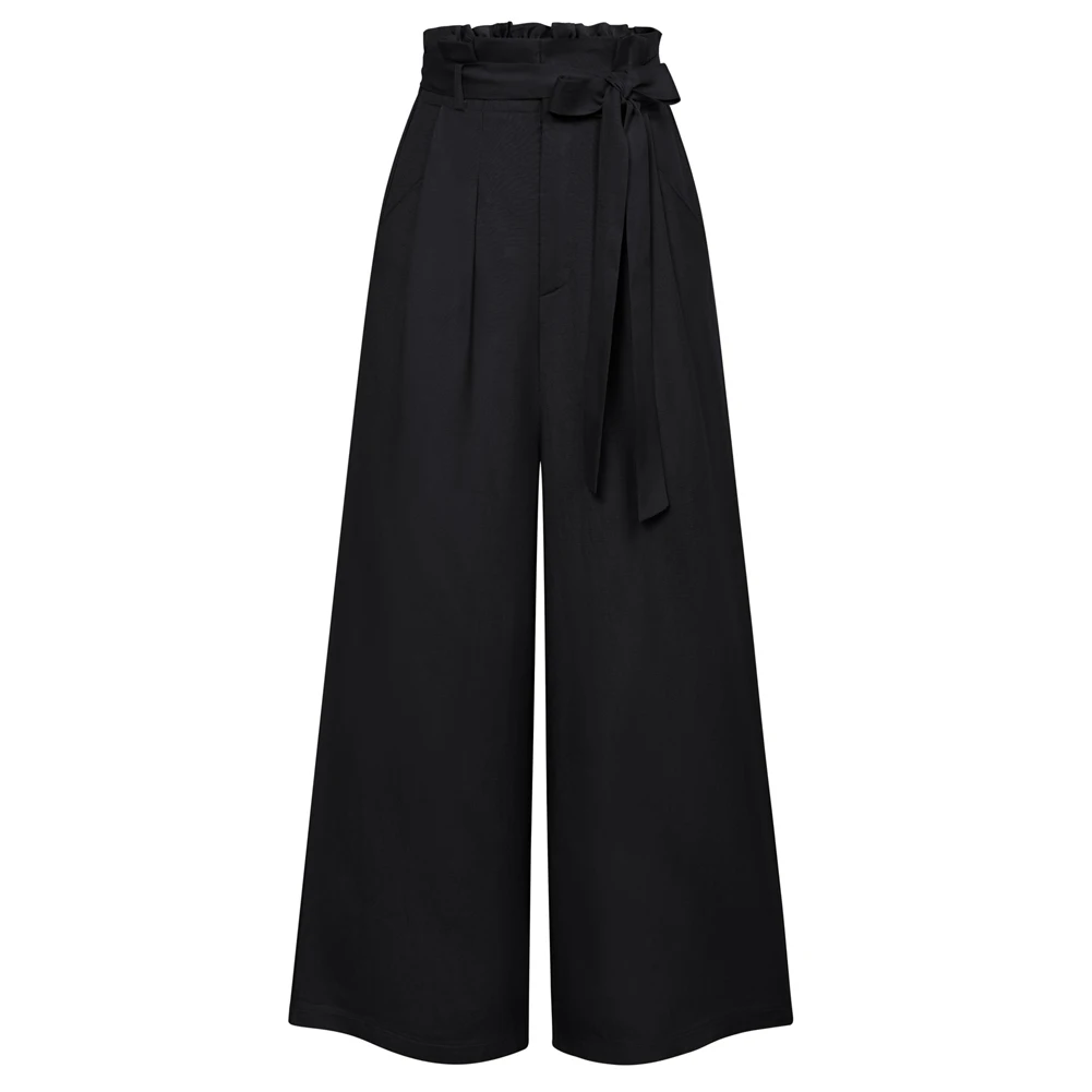 GK Women Wide Leg Ankle Pants Casual Vintage Retro Solid Elastic Waist Palazzo Capri Pants Y2k Fashion Office Lady Streetwear