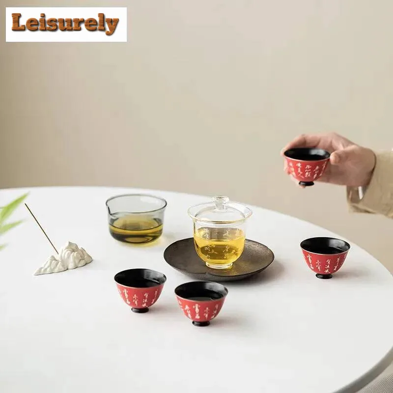 Chinese Poetic Prose Glass Tea Set Complete Boutique Tea Ceremony Set Teapot And Tea Cup Set Tea Supplies Decoration Gift Box