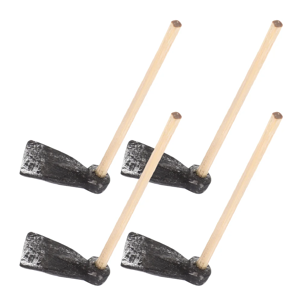 

4Pcs Garden Miniature Hoe Craft Mini Hoe Model Dollhouse Hoe Miniature Garden Tool Decoration